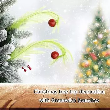 Упаковка из 3/8 причудливых украшений для верхушки дерева с изображением Гринча, праздничные украшения для верхушки дерева в виде веток Гринча для уникального рождественского представления A