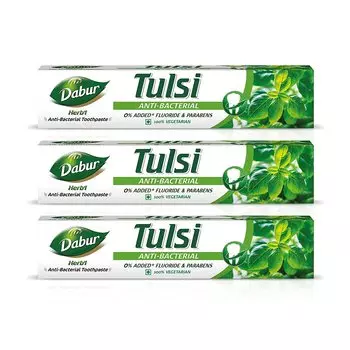 Упаковка из 3 антибактериальных зубных паст Dabur Herb l Tulsi 200 г