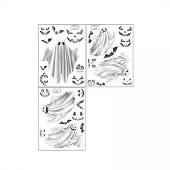 Упаковка из 3 наклеек на Хэллоуин, светящиеся самоклеящиеся наклейки на стекло, ужасы, вечеринка, праздник, фестиваль, съемные наклейки, фотография