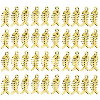 Упаковка из 40 подвесок из рыбьей кости. Уникальная прочная подвеска-шарм из сплава для украшений и аксессуаров ручной работы из античной бронзы. C