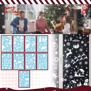 Упаковка из 414 самоклеящихся наклеек на окна, 9 листов, ПВХ, снежинки, украшение для окон One Size