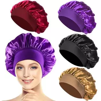 Упаковка из 4 атласных шапочек для волос, шапочка для сна, шапочка для сна, многоразовая атласная шапочка, эластичная сетка для волос для сна для женщин и девочек