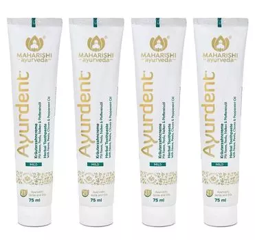Упаковка из 4 х Махариши Аюрведа Аюрдент Мягкая травяная аюрведическая зубная паста для зубов и десен 75 мл