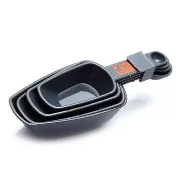 Упаковка из 4 мерных ложек из пластика, функциональные принадлежности для выпечки, мерные ложки со шкалой, нескользящий кухонный инструмент