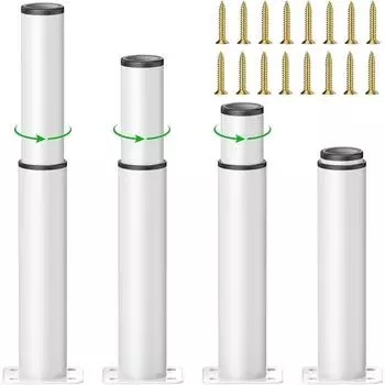 Упаковка из 4 металлических мебельных ножек, 18 см регулируемые белые мебельные ножки, регулируемая высота 0-150 мм, грузоподъемность до 800 кг, мебельные ножки 8-12 cm