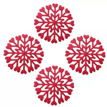 Упаковка из 4 рождественских подставок под чашки, фестиваль, Новый год, украшение для дома, отеля, кафе, обеденного стола, подставки в виде снежинок, кружки, размещение