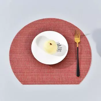 Упаковка из 4 шт. настольных салфеток из ПВХ, теплоизоляционные коврики для обеденного стола, полукруглый дизайн 35x31 см 35x31cm красный