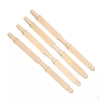 Упаковка из 4 точеных деревянных столбиков 4,7 дюйма 1/12 ножки стула для кукольного домика детали перил балкона