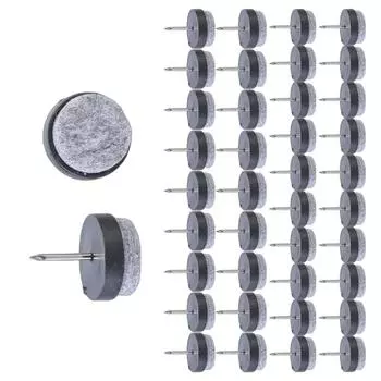 Упаковка из 50 прочных войлочных мебельных накладок с гвоздями для защиты пола и предотвращения царапин, диаметр 22 мм чёрный