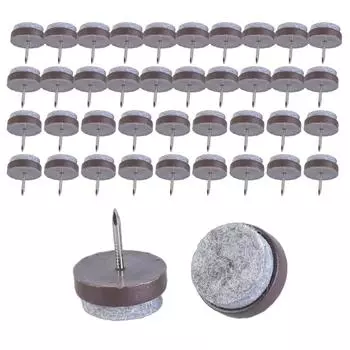 Упаковка из 50 прочных войлочных мебельных накладок с гвоздями для защиты пола и предотвращения царапин, диаметр 22 мм коричневый