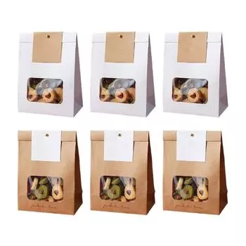 Упаковка из 50 прозрачных пакетов с окошком для хранения печенья, хлеба, упаковки для торта жёлтый