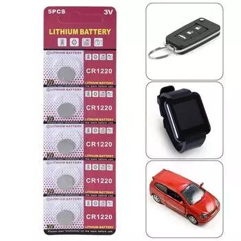 Упаковка из 5 батареек-таблеток CR1220 3 В CR1220 литиевая батарея для игрушечных калькуляторов пультов дистанционного управления диаметром 12 мм