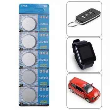 Упаковка из 5 литиевых батареек CR2430 3 В для пультов дистанционного управления и электроники