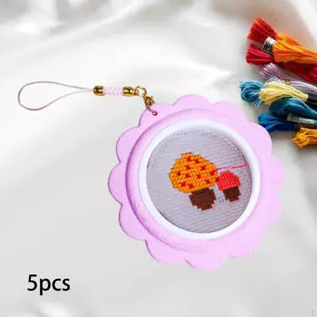 Упаковка из 5 маленьких пялец для вышивки крестиком и стеганых проектов светло-фиолетовый