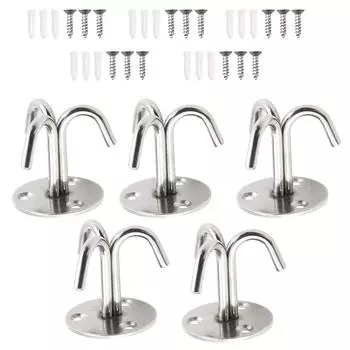 Упаковка из 5 потолочных крючков с тройным крюком из нержавеющей стали, подвесное оборудование для люстр, вентиляторов, гамаков, для внутреннего и наружного использования серебряный