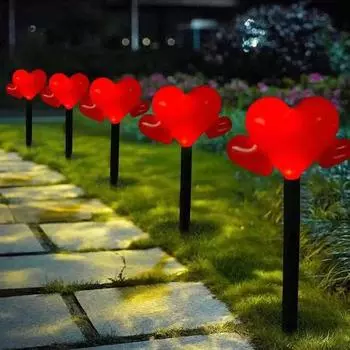 Упаковка из 5 штук. Уличные светильники на солнечных батареях Love. Светильники на солнечных батареях ко Дню святого Валентина. Украшения для сада. Подсветка дорожек. Светильник с заземлением 1008. 5pcs in one