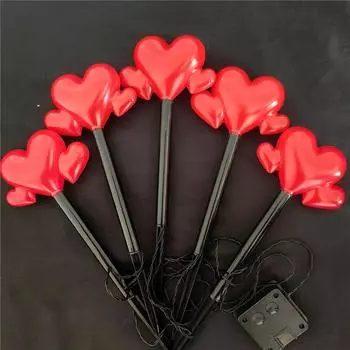 Упаковка из 5 уличных светильников на солнечных батареях Love, украшение ко Дню святого Валентина, светодиодные светильники, садовые украшения, светильники для дорожек, заземляющий светильник 1007 5pcs in one