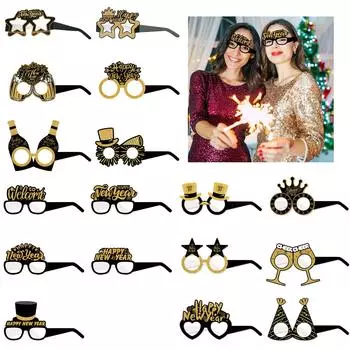 Упаковка из 6 бумажных 3D-очков для празднования Нового года 2025 года. Очки ручной работы. Складные очки. Стильный реквизит для фотосессий на вечеринке. 3