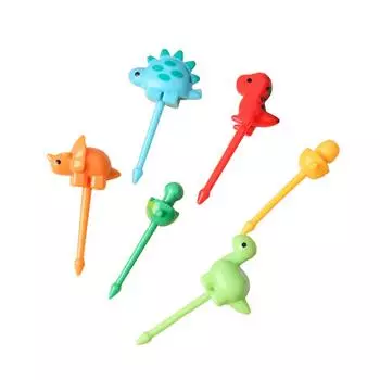 Упаковка из 6 мини-вилок для фруктов, торта, салата, десерта, вилок, пластиковых украшений, детских блюд, животных, мультфильмов, баров, вечеринок