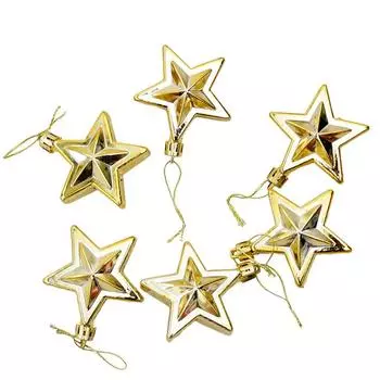 Упаковка из 6 пластиковых звезд для рождественской елки для дома и улицы, для спальни, рождественского банкета, подвесного украшения, офисных праздничных аксессуаров серебряный