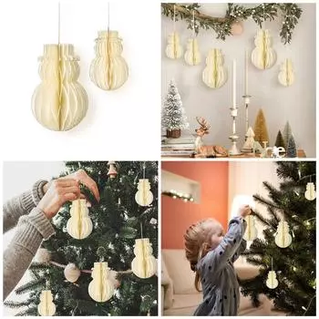 Упаковка из 6 сотовых украшений в виде снеговиков, подвески на елку, стильное бумажное украшение-подвеска для праздничных торжеств 2