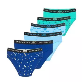 Упаковка из 6 трусов из дышащей ткани с анатомическим кроем спереди LPG1011 для мальчиков 4 AOS разноцветный