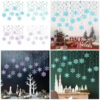 Упаковка из 8 рождественских снежинок, подвесных украшений, набор рождественских украшений в виде завитков, для праздника серебряный