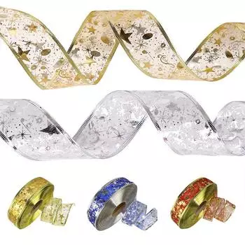 Упаковка Лента Золотая Лента Пятиконечная Звезда Лента Decora Подвеска Рождественская Елка Рождественский Подарок 6.3cm*2m