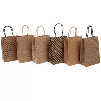 Упаковка подарков 12 бумажных сумочек среднего размера [True Hearts] Сумки, сумки, шт., стильные, милые, подарки, сумки, сумки, (6 типов, коричневый, размер)