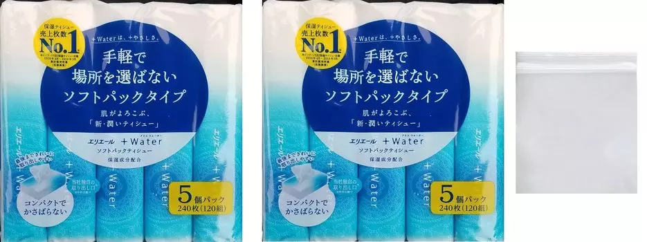 упаковка Сделано в Японии Elleair Plus Water с увлажняющим эффектом 5 упаковок по 240 листов 2 чехла для мобильных устройств [Мягкий тип] ингредиенты, (120 пар), (с мешком)