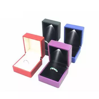 Упаковка светодиодная подсветка серьги футляр для ювелирных изделий дисплей кольцо коробка свадебный подарок чёрный
