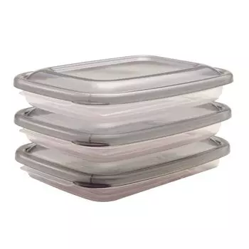 Упаковка Takeya Omakase для микроволновой печи, тонкая, 260 мл, набор из 3 штук, серая, сделана в Японии, можно мыть в посудомоечной машине, тонкая, для заморозки в холодильнике, гарнир для мяса, рыбы 106897