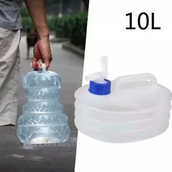 Упаковка Tebery из 4 складных канистр по 10 л, складная канистра для воды с краном, круглая, безопасная для пищевых продуктов ( Складной контейнер для воды)