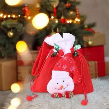 Упаковка в пакет Apples on Eve Gift Present с ручкой Рождественский мешок Рождественское украшение Snowman