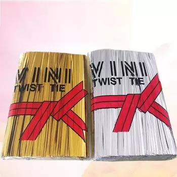 Упаковка золота и серебра, свадебные принадлежности, упаковочная веревка, металлические завязки, подарочная упаковка для торта с леденцами, запечатывающие стяжки, высокое качество, 100 шт., новые бусины 8*0.4cm золотой