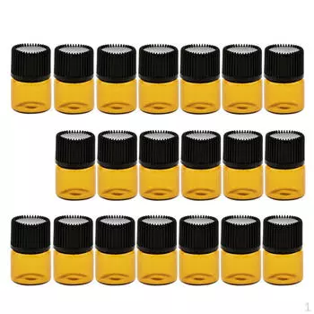 Упаковки по 20 штук. Маленькие флаконы. Бутылки. Прозрачные контейнеры - коричневые, 1 мл.