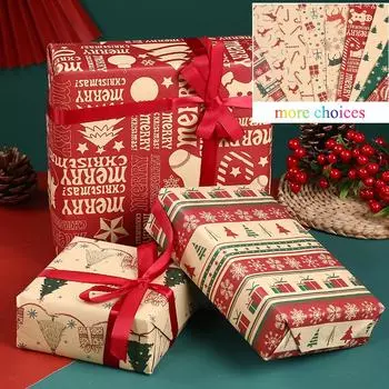 Упаковочная бумага для рождественских подарков, утолщенная рождественская крафт-бумага, подарочная бумага для рождественской елки и лося