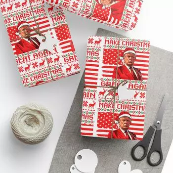 Упаковочная бумага с рождественскими персонажами, подарочная коробка, праздничная упаковочная бумага, рождественские украшения S красный