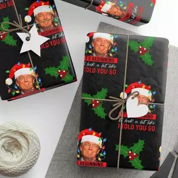 Упаковочная бумага Трампа Подарочная рождественская упаковка с тематикой Трампа Подарочная упаковка для праздников с изображением президента S розовый