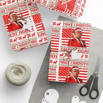 Упаковочная бумага Трампа Рождественская упаковка для подарков с изображением президента Трампа Рождественская упаковочная бумага с изображением Трампа для праздничной вечеринки 76x91CM A