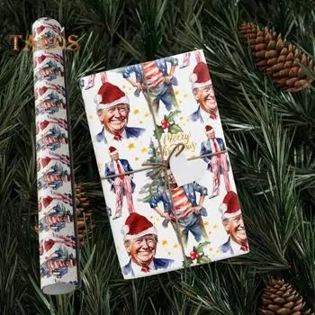 Упаковочная бумага Трампа Рождественская упаковка для подарков с изображением президента Трампа Рождественская упаковочная бумага с изображением Трампа для праздничной вечеринки 76x91CM A