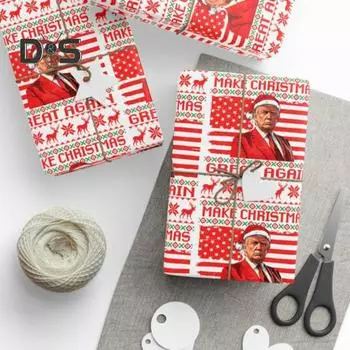 Упаковочная бумага Трампа Рождественская упаковка для подарков с изображением президента Трампа Рождественская упаковочная бумага с изображением Трампа для праздничной вечеринки 76x91CM A