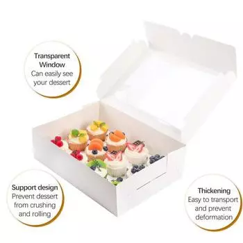 Упаковочная коробка для кексов, 6 шт., со вставкой, 12 слотов, прозрачное окно, пекарня, кексы, кексы, выпечка, десерт, бумажный контейнер, набор коробок для переноски 6pcs
