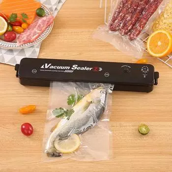 Упаковочная машина acuum Sealer с бесплатными 10 шт. вакуумных пакетов, бытовой черный пищевой вакуумный упаковщик EU Plug
