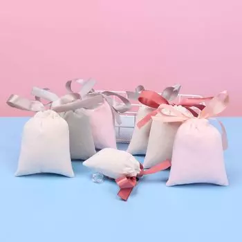 Упаковочная сумка Бархатная сумка для упаковки ювелирных изделий Сумка для хранения Мешочки на шнурке Фланелевые мешочки с лентой