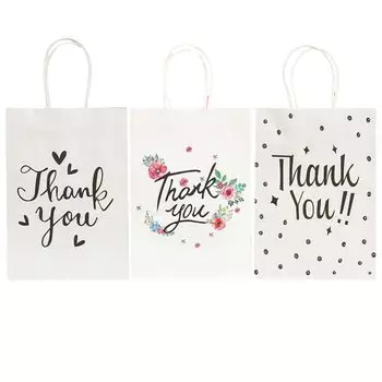 Упаковочный мешок Подарочный мешок 9 шт. Стильный милый подарочный бумажный пакет Бумажный пакет Типы сумок Спасибо Большой [True Hearts] (3 Размер)