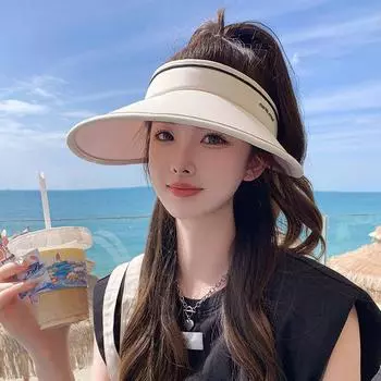 UPF50 + летняя шляпа с защитой от ультрафиолета, пустая шляпа-цилиндр, женская, 2024 года, новая солнцезащитная шляпа, большая окружность головы, шляпа от солнца M56-58cm