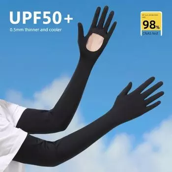 UPF50 + Long Empty Palm Sun Protection Gloves Women s UV Protection Cycling and Driving Ice Silk Ice Sleeve Loose Thin Black [Loose Comfort Edition]] All yards