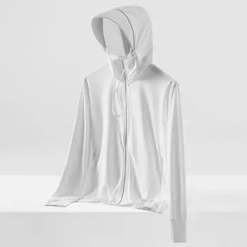 UPF50+ Солнцезащитная одежда Летняя шелковая тонкая дышащая профессиональная рыболовная одежда для защиты от солнца Съемный козырек XXXXL белый