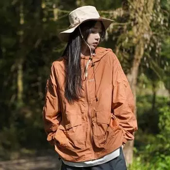 UPF50 солнцезащитный крем женская летняя тонкая дышащая УФ-защитная солнцезащитная одежда уличное пальто с капюшоном M коричневый